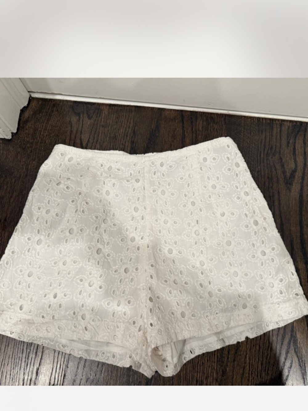 Urban Outfitters White Eyelet High-Waist Lace Shorts